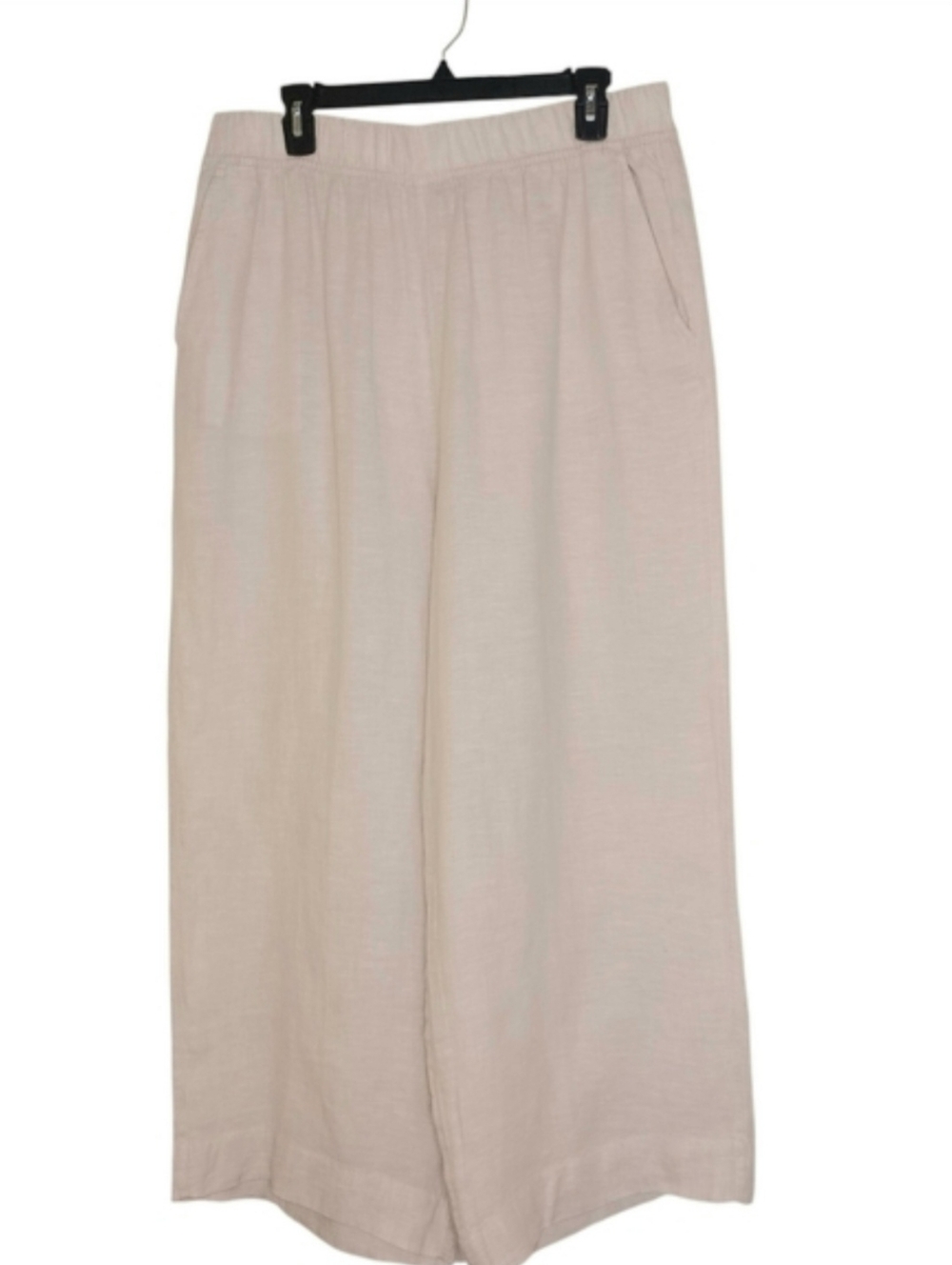 Tahari Linen Wide Leg High Rise Lagenlook Beachy Pull-on Ankle Pants Sz XL White
